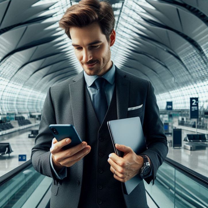 checking a curated travel app on their phone